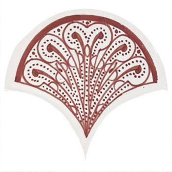 Mosaic House Moroccan tile Susie 26-21 Polar White Pink  hand painted handpainted fishscales 